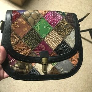 Patchwork leather crossbody purse